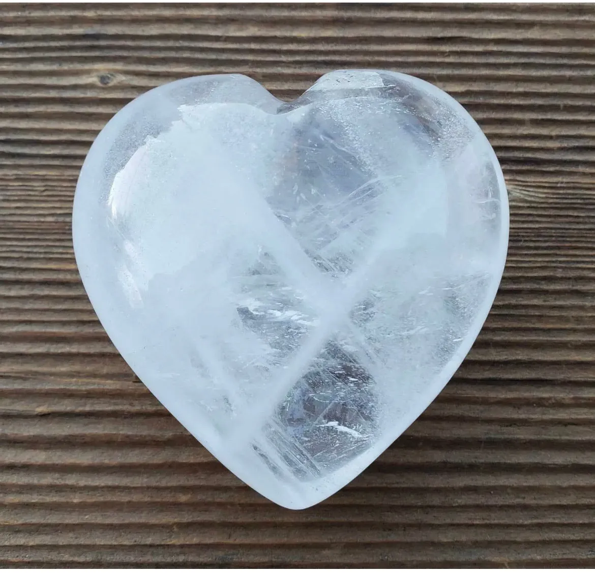 Natural Clear Quartz gemstone carved Heart