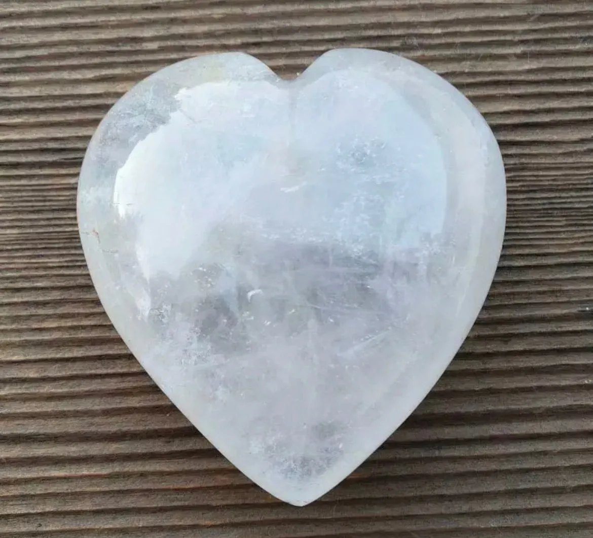 Natural Clear Quartz gemstone carved Heart