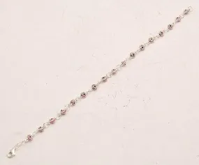 Pink Beads Hand Bracelet Sterling Silver 925 Hand Made.