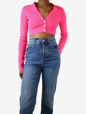 Pink ribbed cropped cardigan - size S