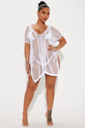 Seaside Vacation Slits Cover Up Dress - White