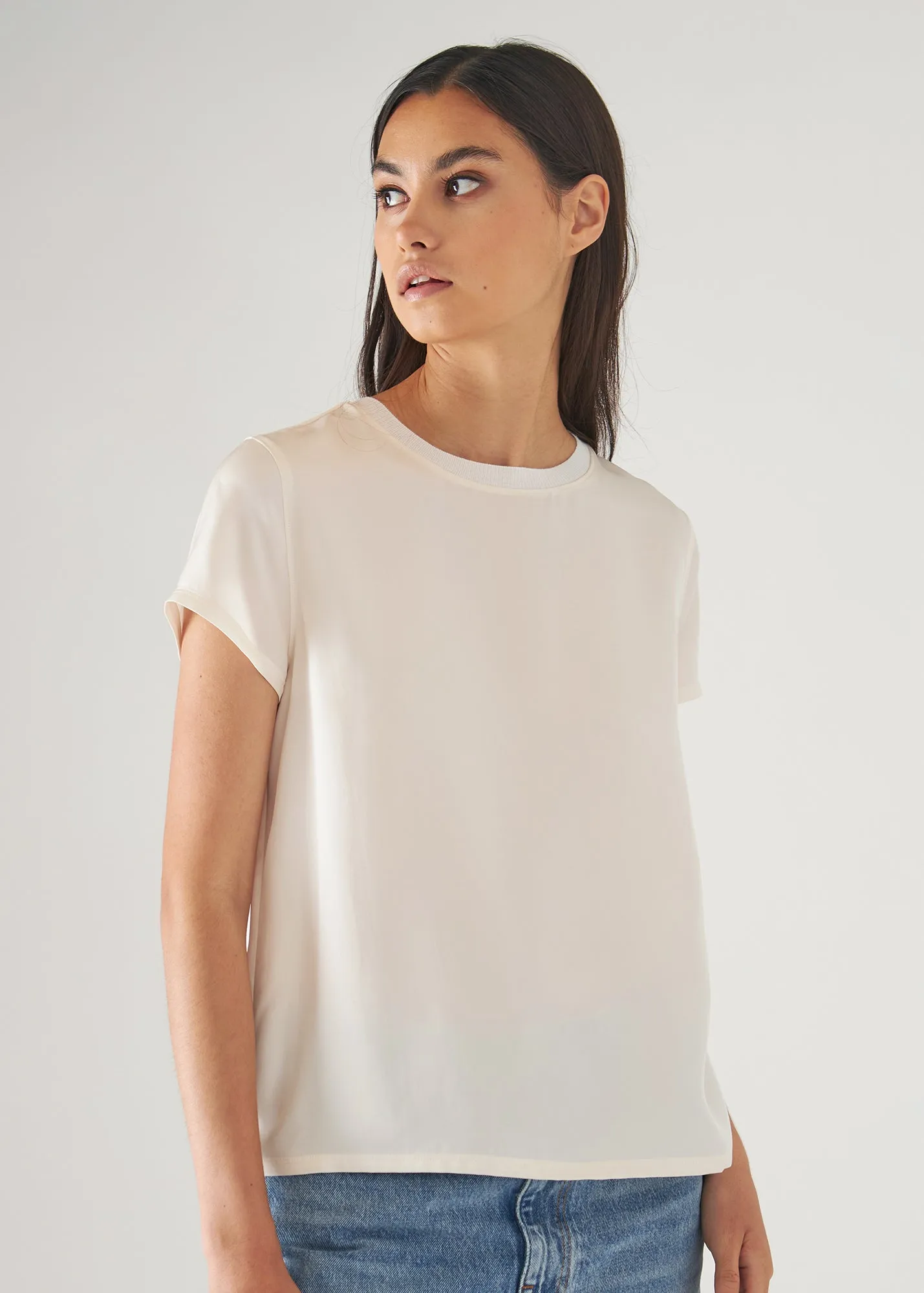 SILK SHORT SLEEVE CREWNECK