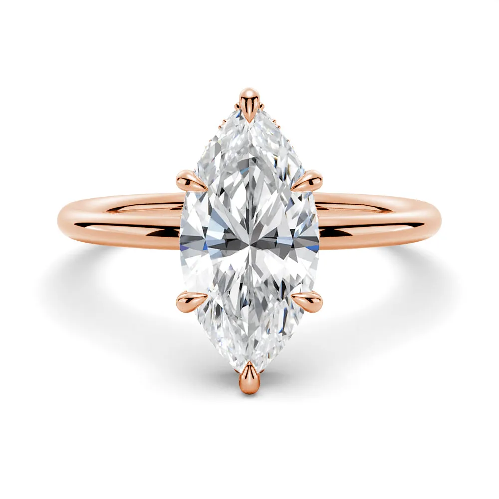 Solitaire Marquise Engagement Ring With Hidden Halo