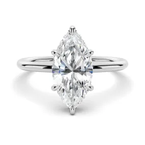 Solitaire Marquise Engagement Ring With Hidden Halo