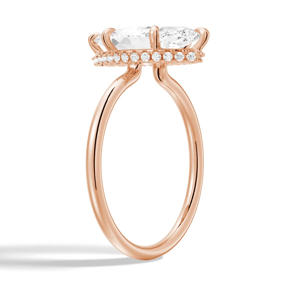 Solitaire Marquise Engagement Ring With Hidden Halo