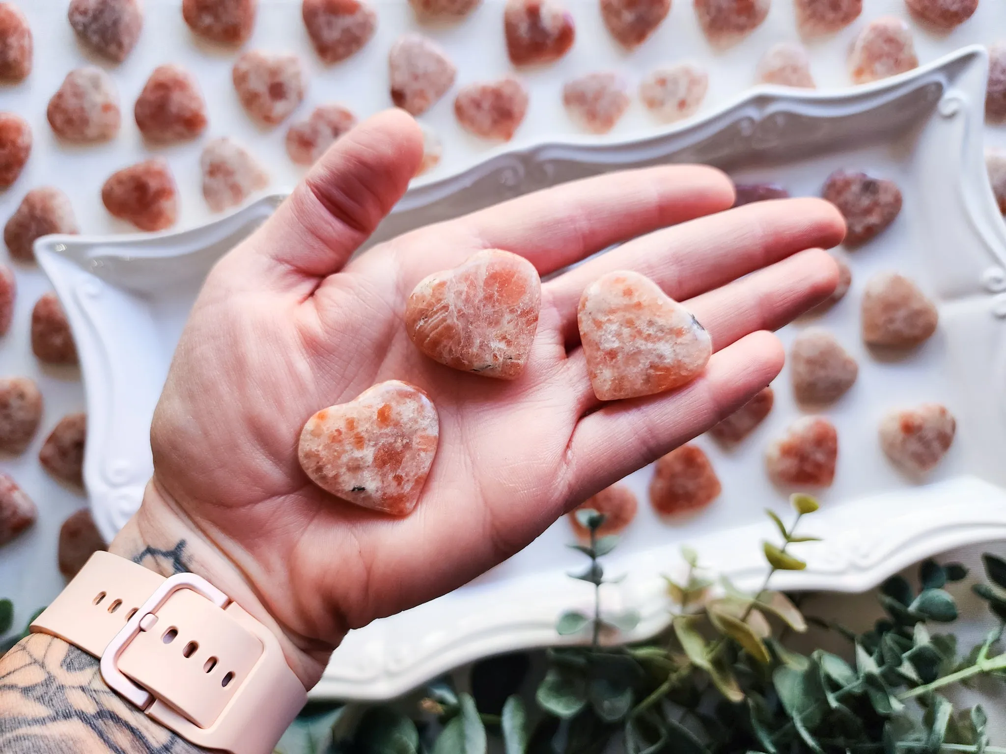 Sunstone Flat Mini Hearts