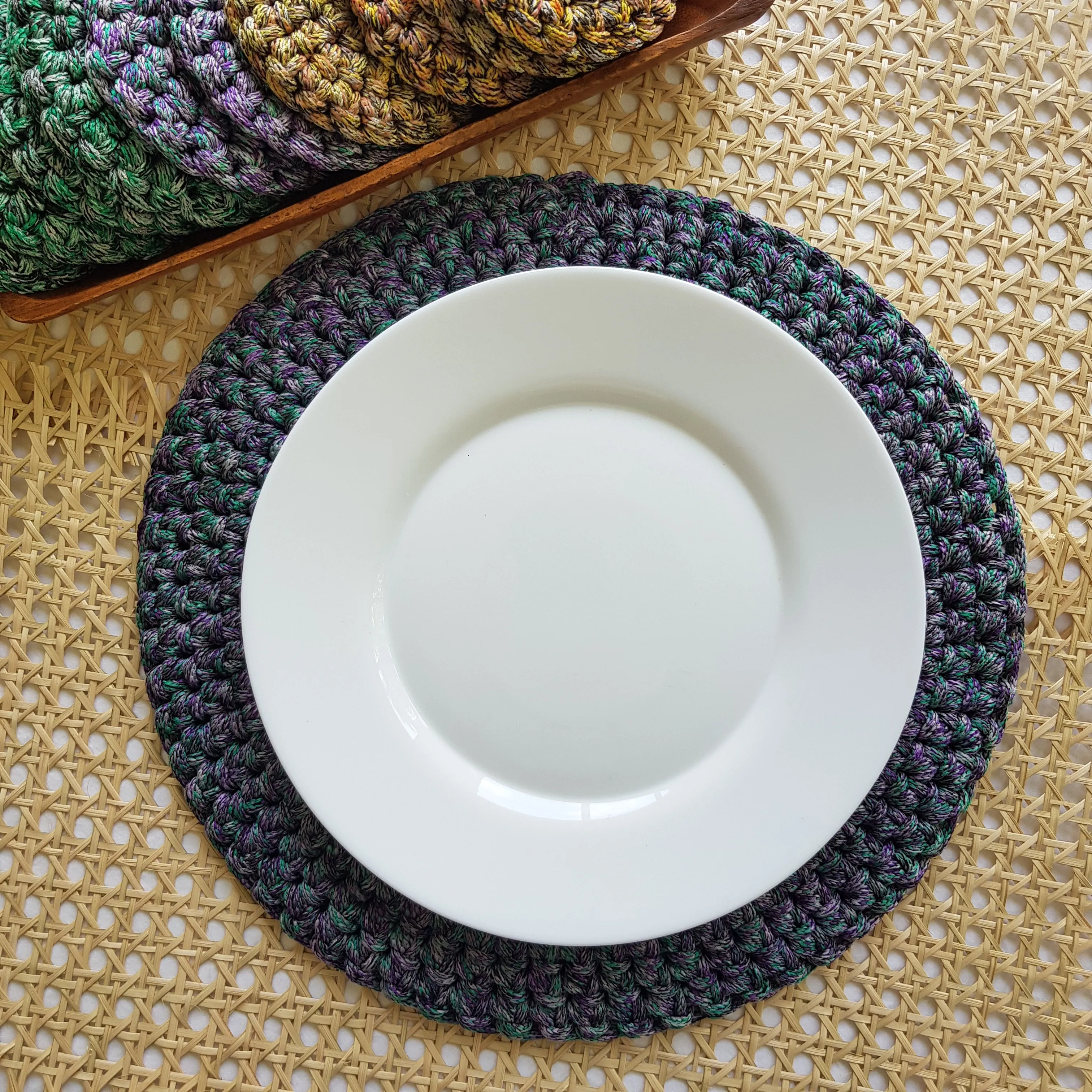 Swirl Macramé Placemats Purple (Set of 4)