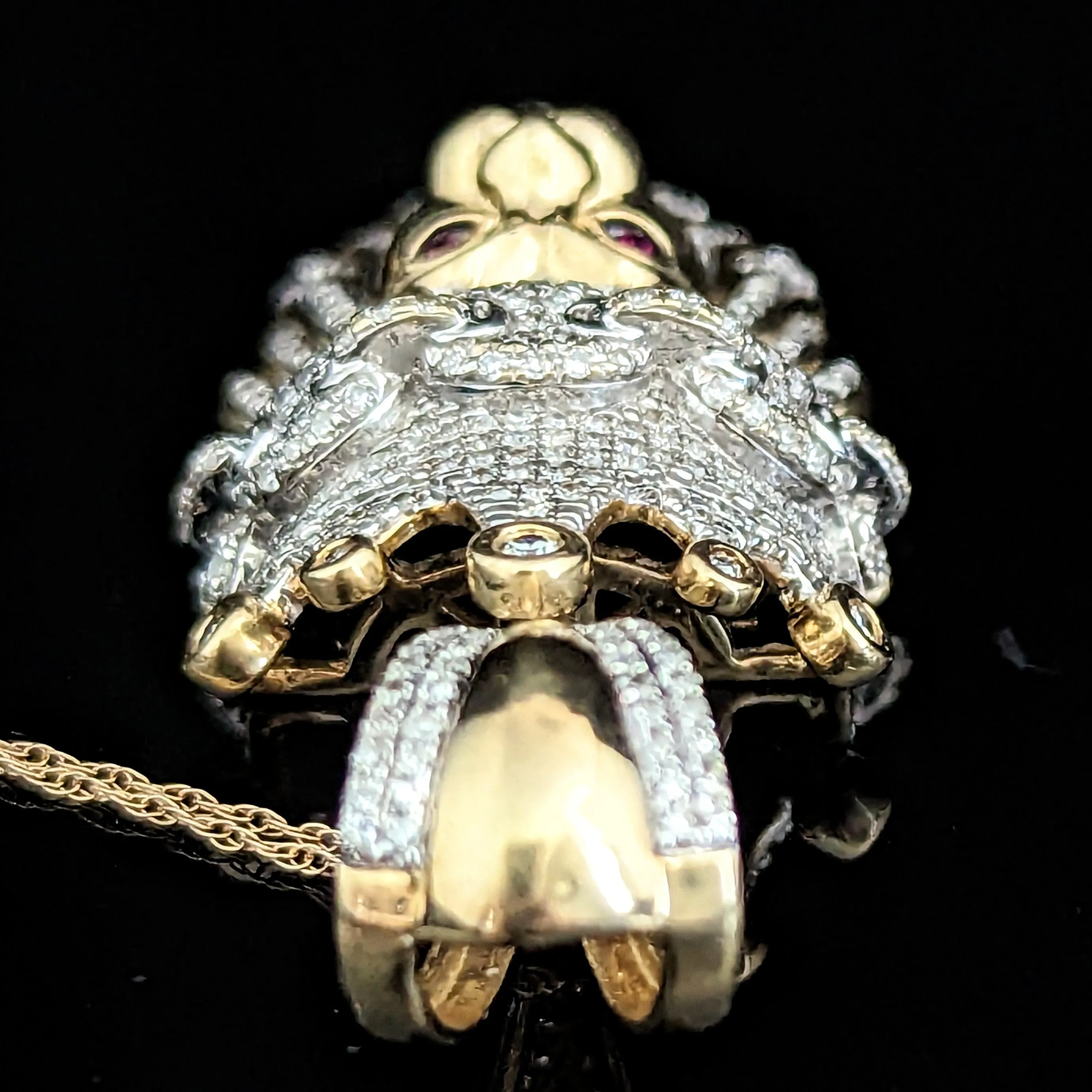 The Edinburgh - Estate Men's Diamond Ruby 10k Gold Lion in Crown Pendant