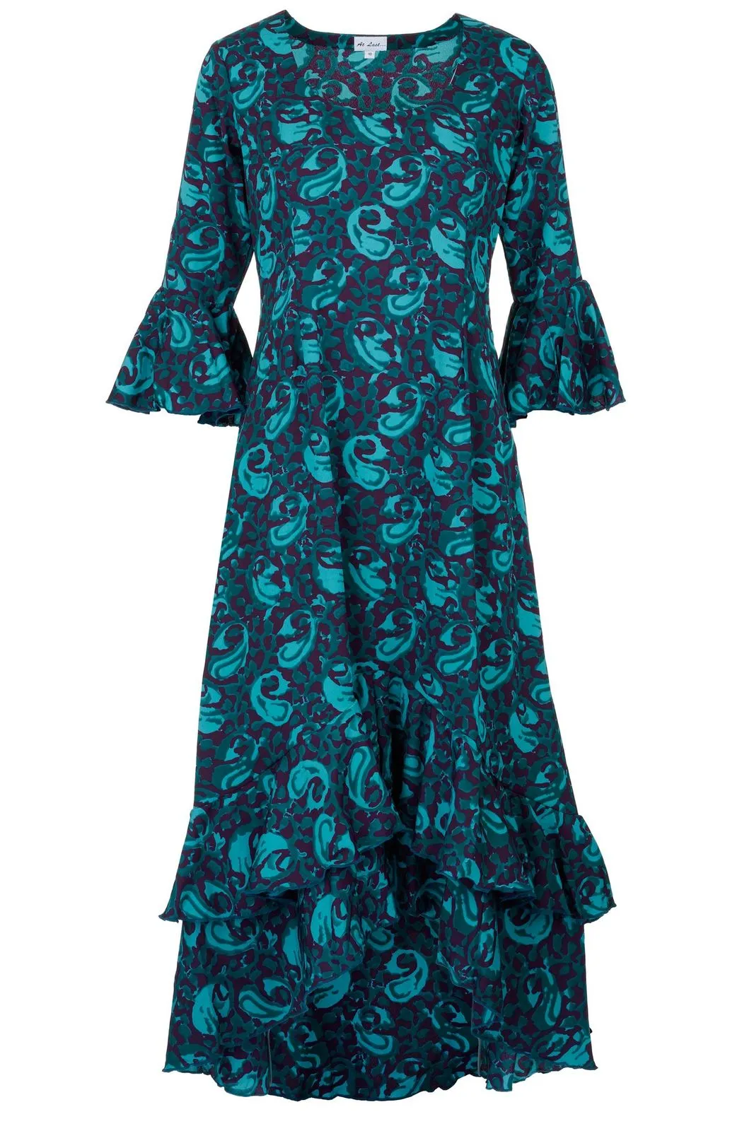 Victoria Midi Dress in Turquoise & Purple Swirl