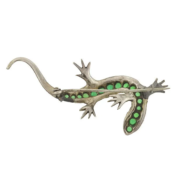 Victorian Silver & French Paste Lizard Pin