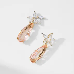 WILDFLOWER PEACH LARGE PEAR CZ DROP EARRINGS