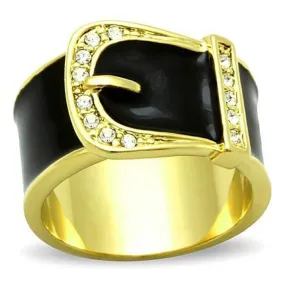 WildKlass Stainless Steel Novelty Ring IP Gold Women Top Grade Crystal Clear