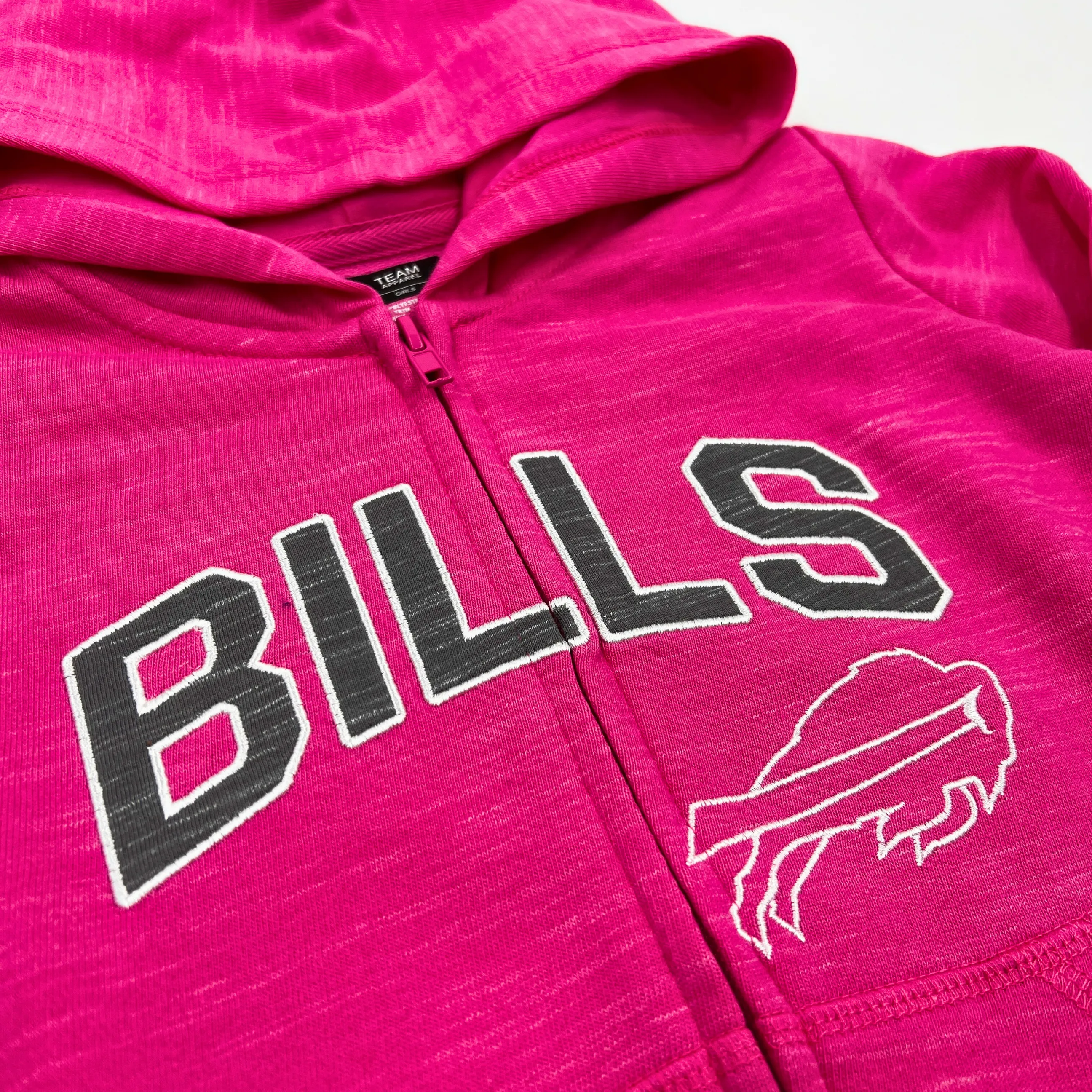 Youth Girls New Era Bills With Primary Logo Heather Pink Full Zip Hoodie