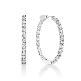 Zara 4 Carat Round Brilliant Diamond Hoop Earrings in 14k White Gold