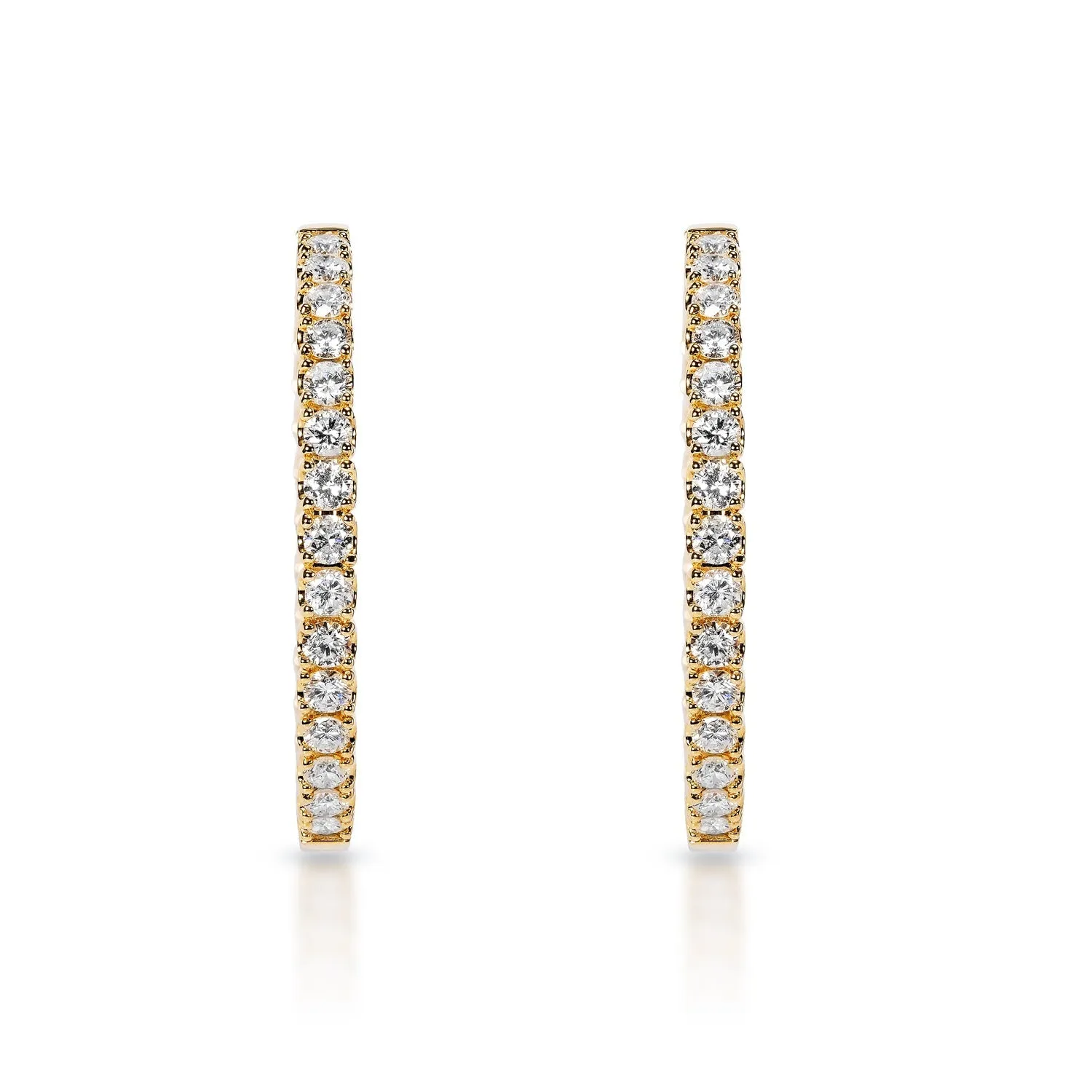 Zara 4 Carat Round Brilliant Diamond Hoop Earrings in 14k White Gold