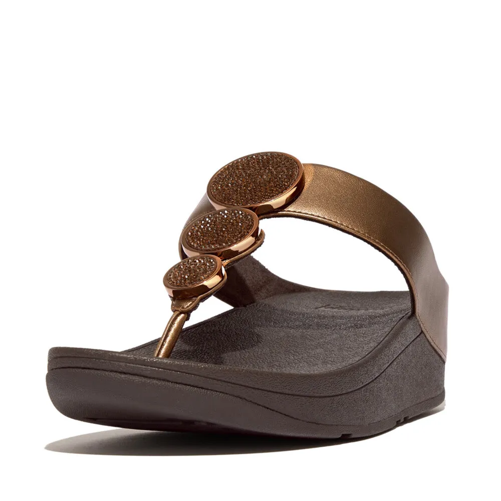 รองเท้าแตะแบบหูหนีบ ผู้หญิง รุ่น HALO BEAD-CIRCLE METALLIC TOE-POST SANDALS